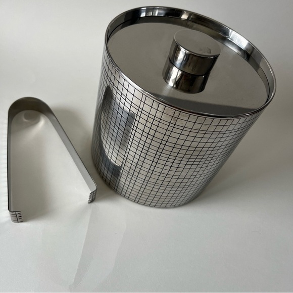 Pottery Barn Ice Bucket with Tongs and Lid ~Barware~Cocktails~Happy Hour~ 6.5” - Picture 2 of 9